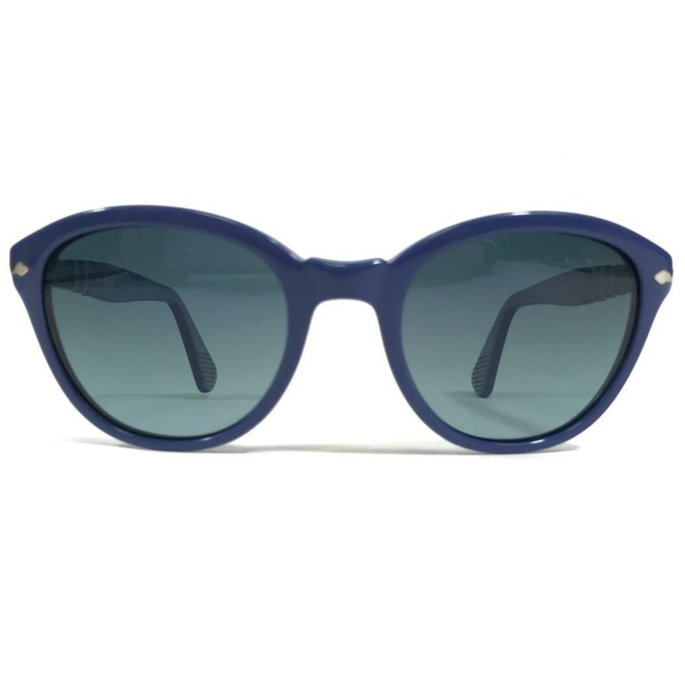 Persol Sunglasses 3025-S 962/S3 Blue Cat Eye Round Frames with Blue Lenses